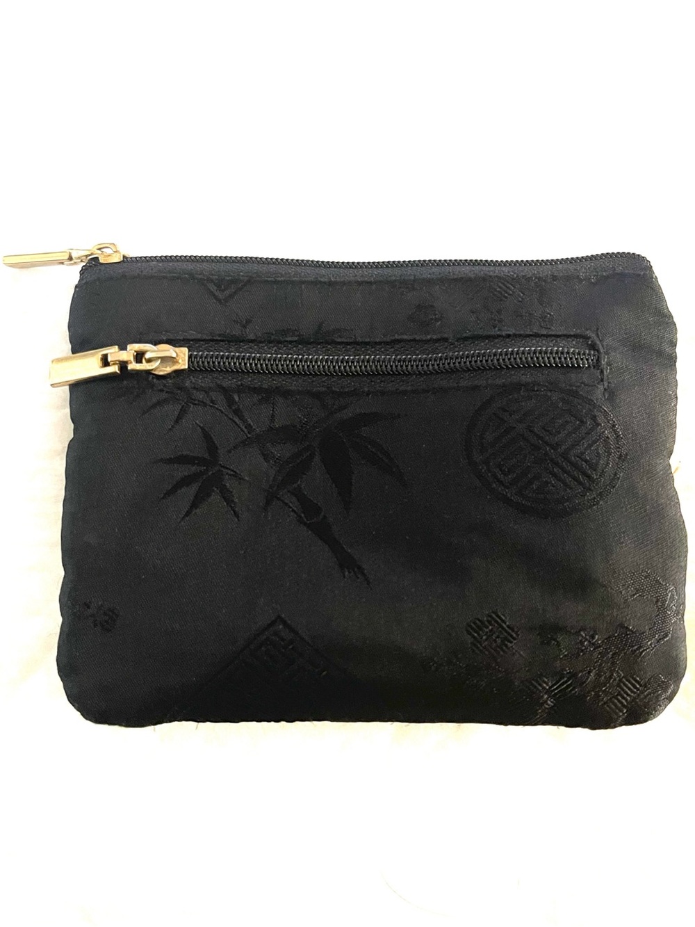 Red Blossom Black Quilted Wallet - Cosmetic Pouch!